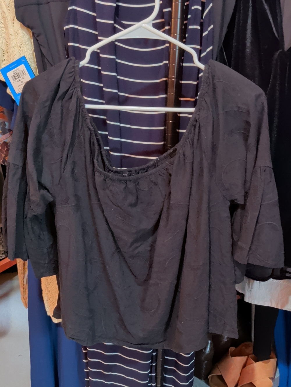 Buffalo David Bitton Black Peasant Blouse with Flutter Sleeves